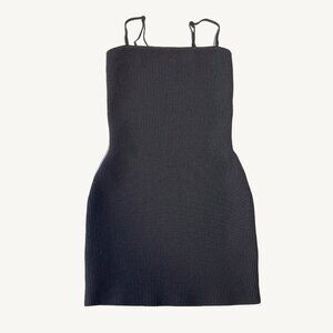 Babaton Black Sculpt Knit Cami Ribbed Mini Dress Square Neck Size Small
